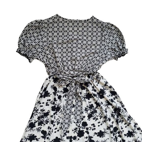 Anthropologie Lapis Floral Dress Womens Large Black White Boho - Picture 12 of 14